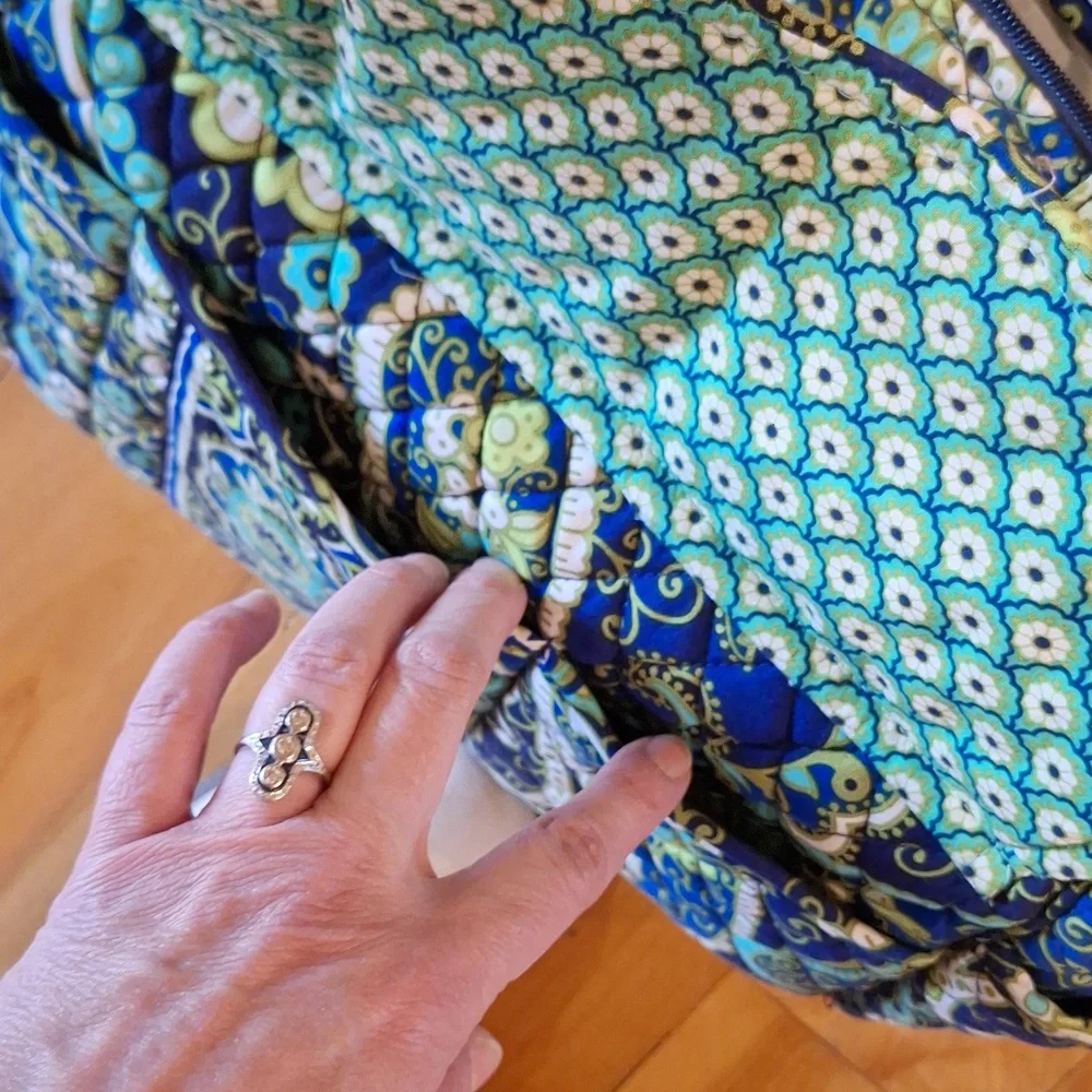 Vera Bradley Rhythm & Blues paisley floral print overnight tote / baby bag